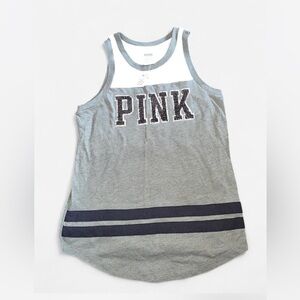 NWT Victoria's Secret PINK tank top with sequins grey and white size XS